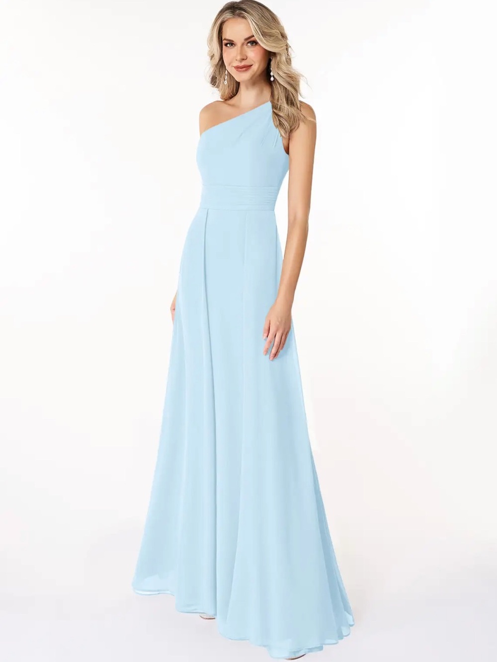 NWT Sky Blue Azazie Dallas Chiffon Dress